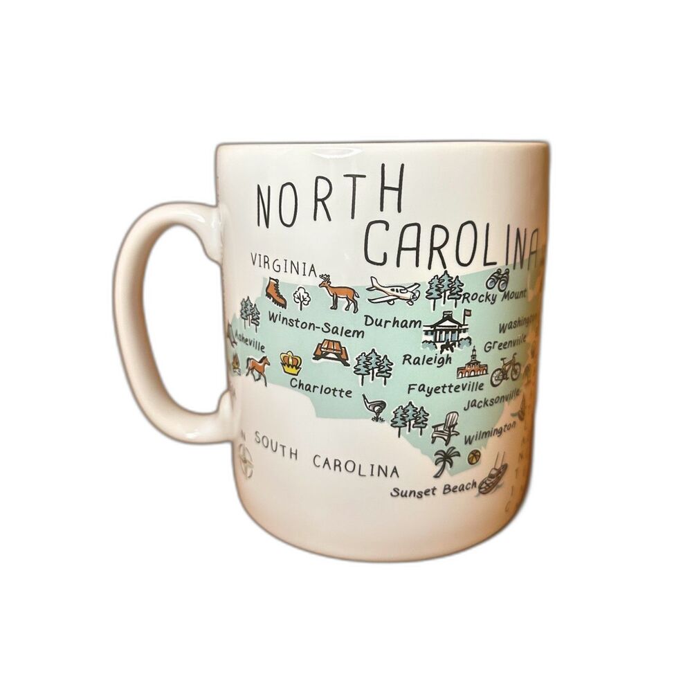 Vtg My Place Jumbo 28oz North Carolina Map Mug by 222 Fifth